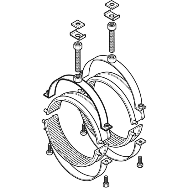 Geberit Pluvia Set Rohrschellen (2St.) m. Elektroschweißband, f. Fixpunkt, d315