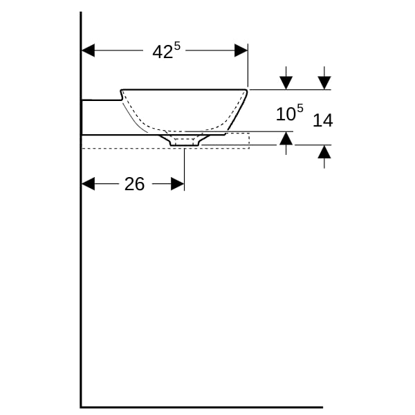Geberit ONE AS-WT, Schalenform, 50x42,5 cm m. Hl., o. Ül., weiß, KeraTect