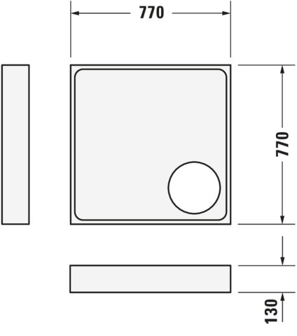 DU Starck Slimline Duschwanne, Quadratisch, 800x800x45 mm, Weiß, Sanitä