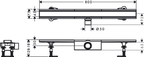 Hansgrohe Komplettset RainDrain Compact 800mm für Standardinstallation BST