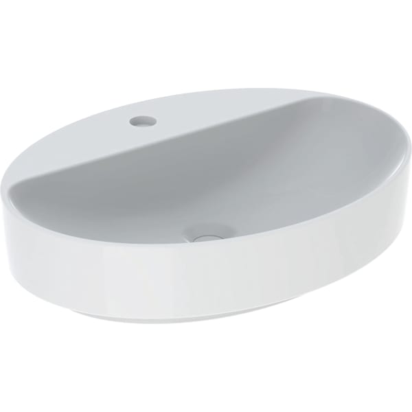 Geberit VariForm Aufsatzwaschtisch, oval mit HLB, 60x45cm, o. Ül., weiß, KeraTect