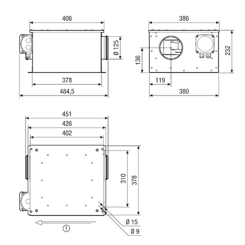 Maico schallgedämmte Lüftungsbox ESR 12-3EC Lüftungsbox, EC-Motor, DN 125