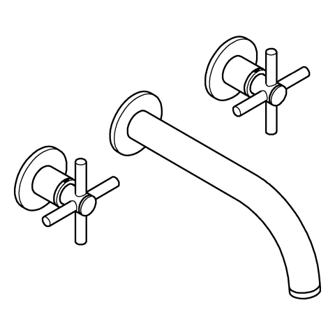 GROHE 3-Loch-WT-Batterie Atrio 20661 Fertigmontageset Kreuz-Griff chrom