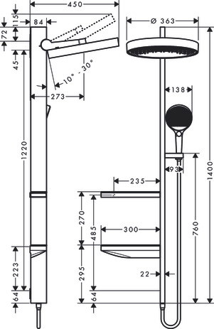 Hansgrohe Showerpipe 360 1jet Rainfinity mattweiss