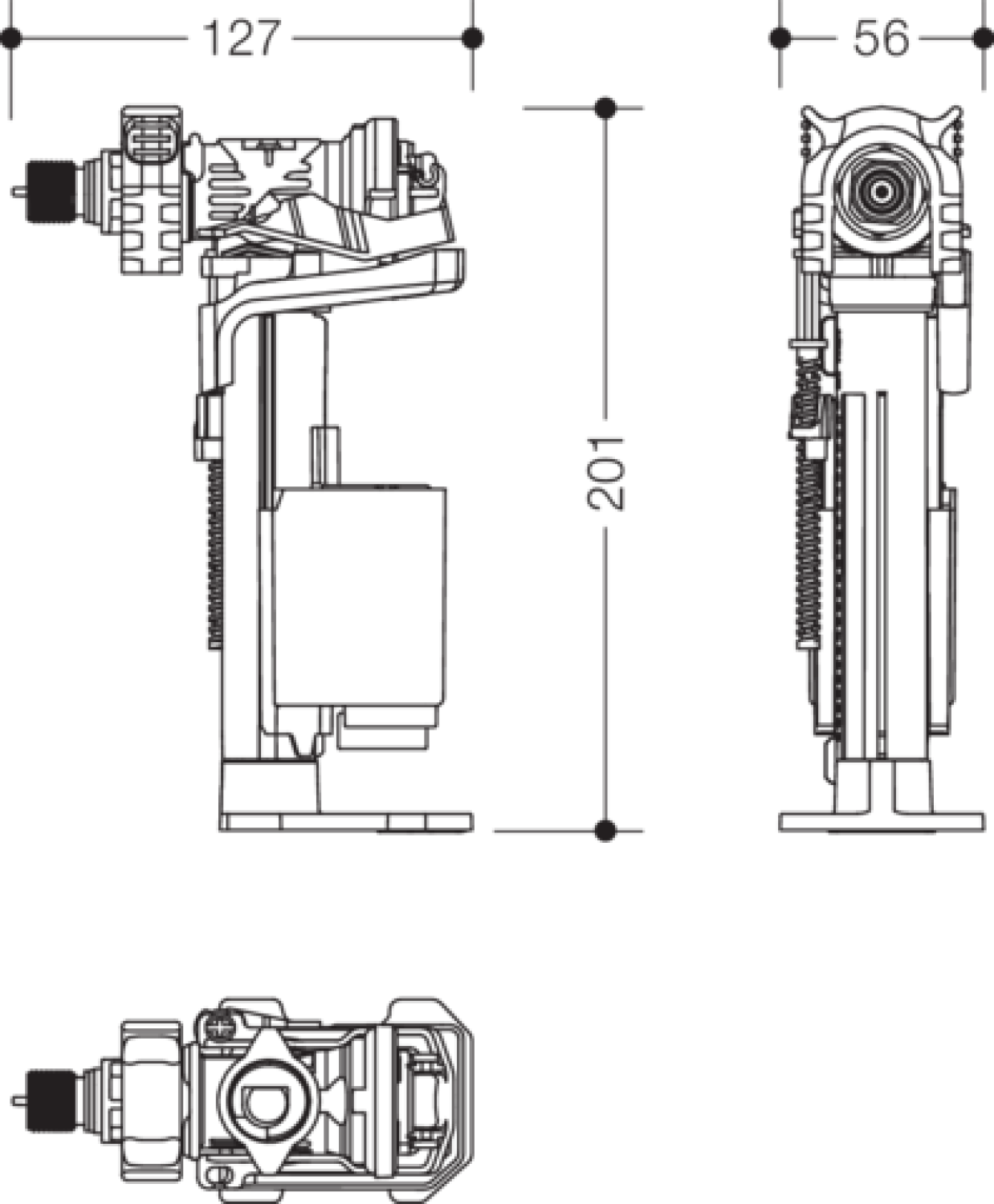 HEWI Füllventil, WC-Modul S 50, für Vorwandlemente S50.02.
