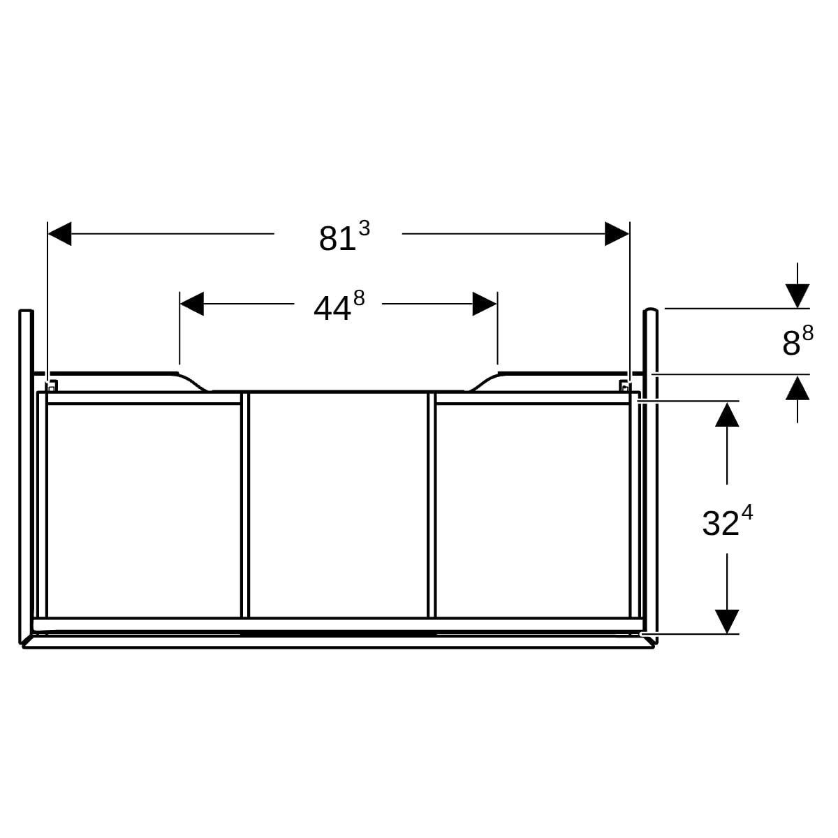 Geberit ONE Unterschrank für WT/-Platte 1 Schubl., 88,8x26,6x47cm, schwarz matt