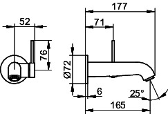 KEUCO EHM-WT-Mischer UP IXMO 59516 Wandm./Ausf.rd. Ausl.165mm / Soft sw