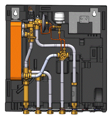 Danfoss Wohnungsstation Evoflat WSS 2 ohne Heizung, 49kW, Dämmhaube