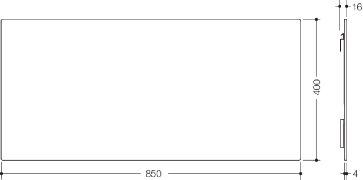 HEWI Spiegel, 850 x 400mm, ESG mit Splitterschutz
