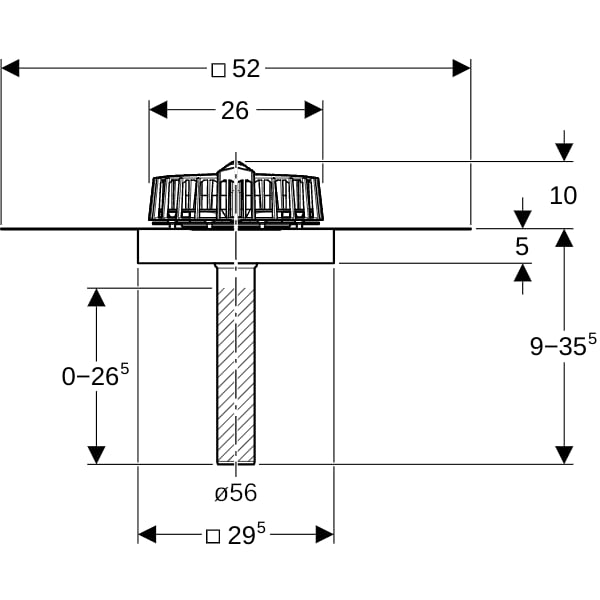 Geberit Pluvia Dachwassereinlauf m. Anschl.-Blech u. Bef.-Fl., d56, 12l/s