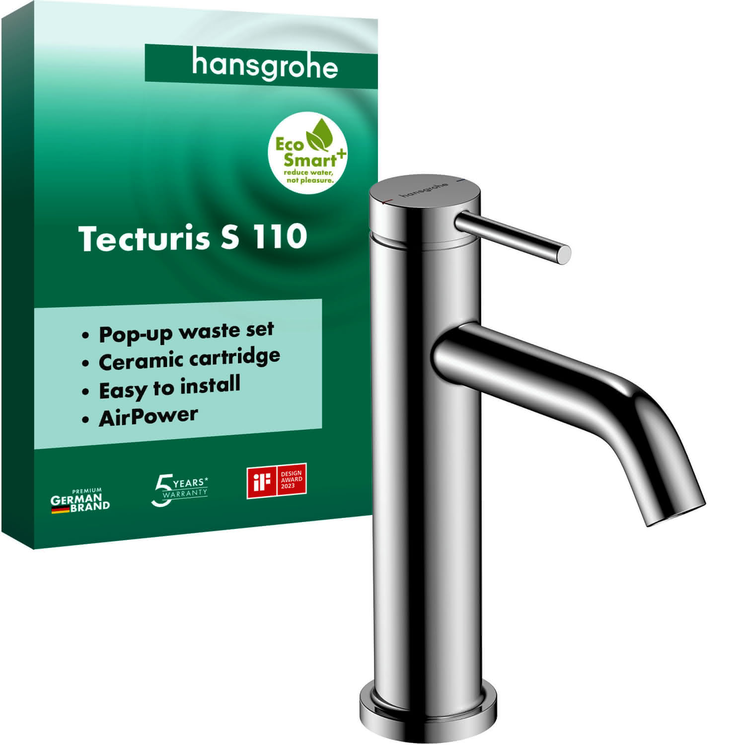 Hansgrohe WTM 110 Tecturis S mit Zugstangen-Ablaufgarnitur chrom
