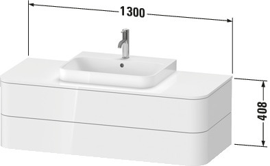 DU WTU HappyD2+ wandh.,408x1300x550mm 2Schubkästen, weiß hochglanz f.ASB