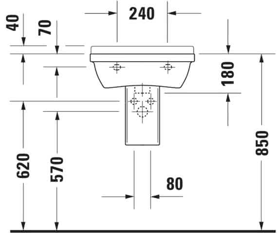 DU Waschtisch Starck 3 500 mm mit ÜL, mit HLB, 1 HL, weiß