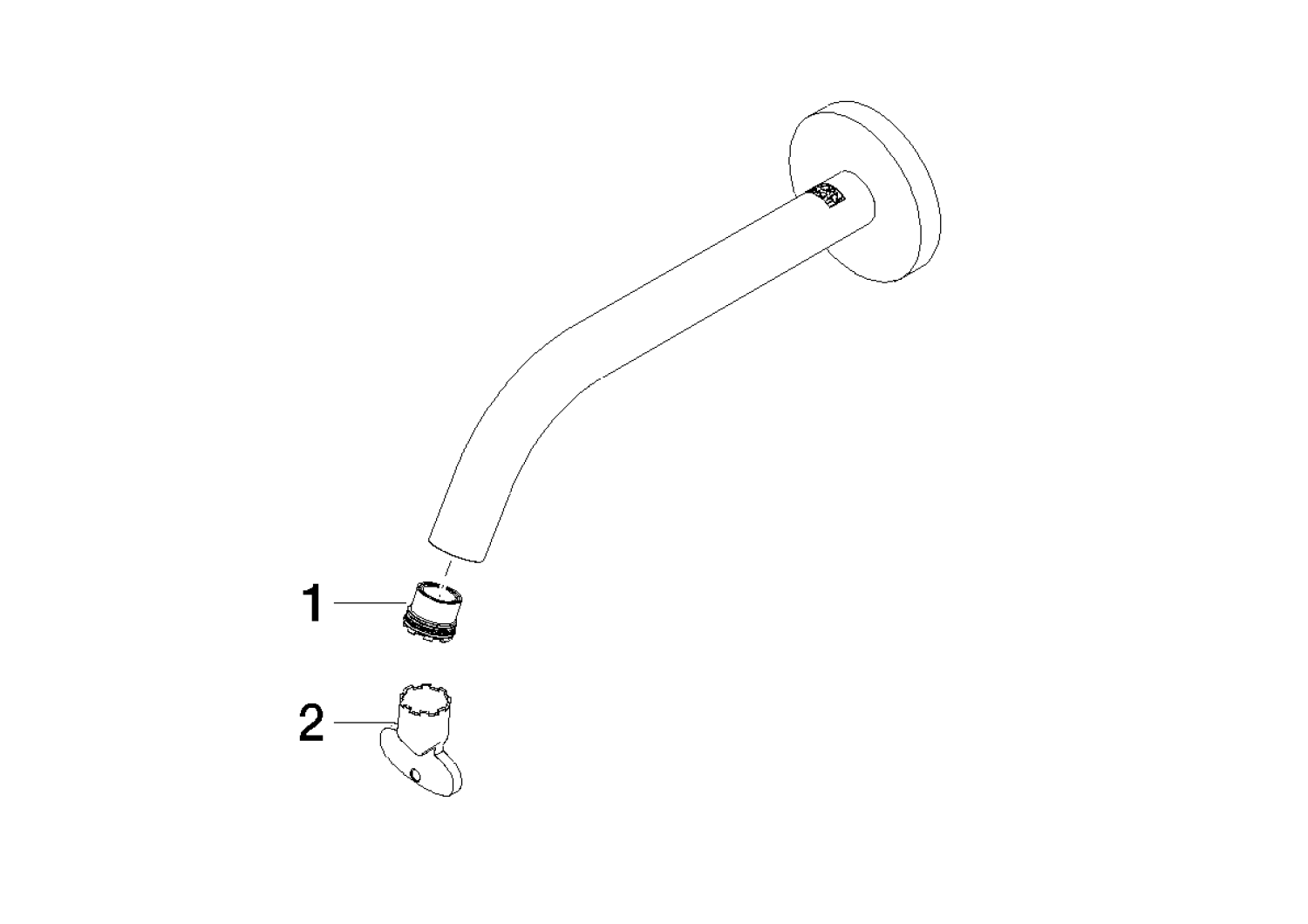 DO Auslauf für Waschtisch Wand ET 90282232300 190 mm, 5,7 l/min. Chrom