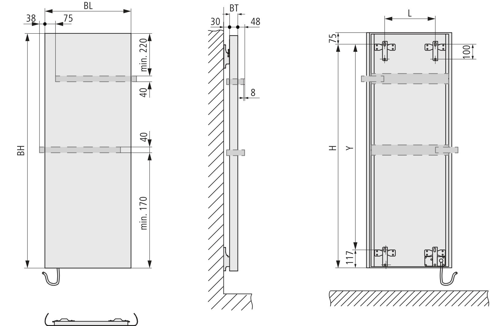 Kermi Pateo -E Tmax 80,BH1725x600x66mm max P410W,RAL9016,WRX weiß,SK1