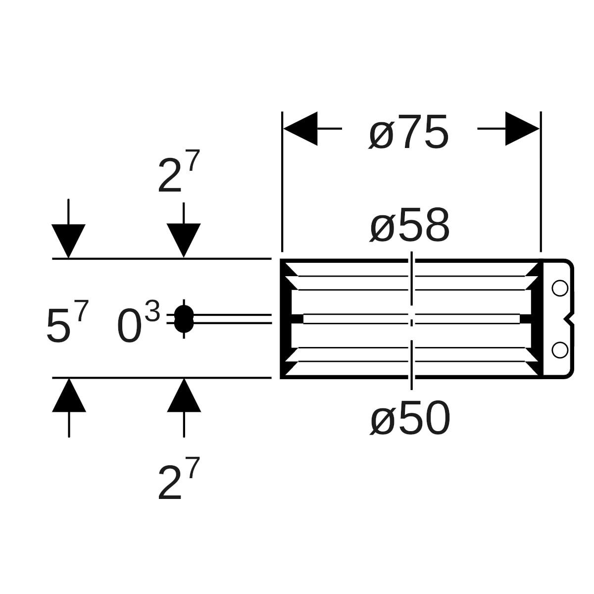 Geberit Übergangsspannverbinder d50mm d1=58mm