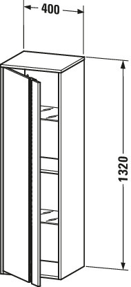 DU Hochschrank Ketho 360x400x1320mm 1 Tür, TA links, weiß hochglanz