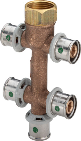 Viega Verteiler mit SC Sanfix P 2126.09 in 16mm x G3/4 - 5fach Rotguss