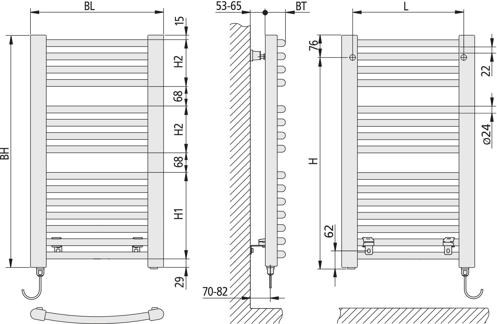 Kermi Basic R-E gebogen BH1172x70x749mm max.P800,WEI,WKS li. WEI,SK1