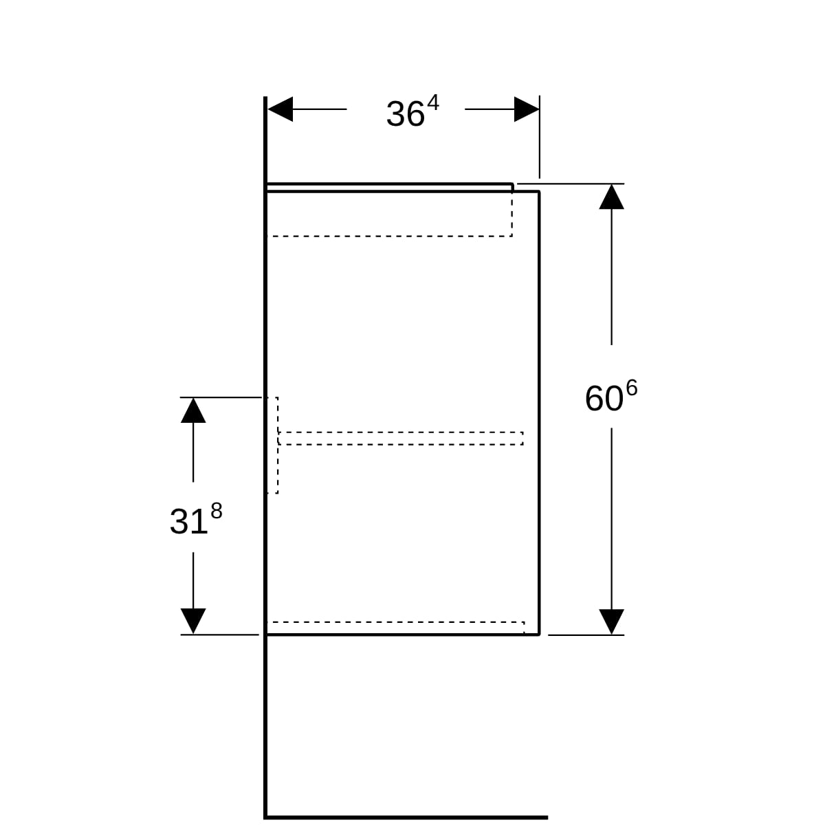 Geberit Renova Compact US für WT, mit 2 Türen 59,7x60,3x36,7cm, weiß/l. seidenmatt