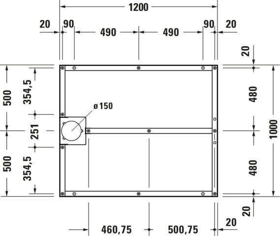DU Fußgestell für Stonetto Duschwanne 1200x1000mm