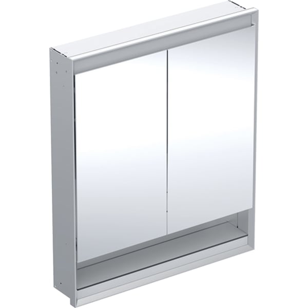 Geberit ONE Spiegelschrank mit Ni/Comf.Light 2 Türen, UP-Mont., 75x90x15cm, alu.