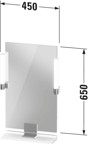 Duravit Sivida Spiegel 450x650x36,LED,Dimmf.,Aufsatzl.Auß.,Sens