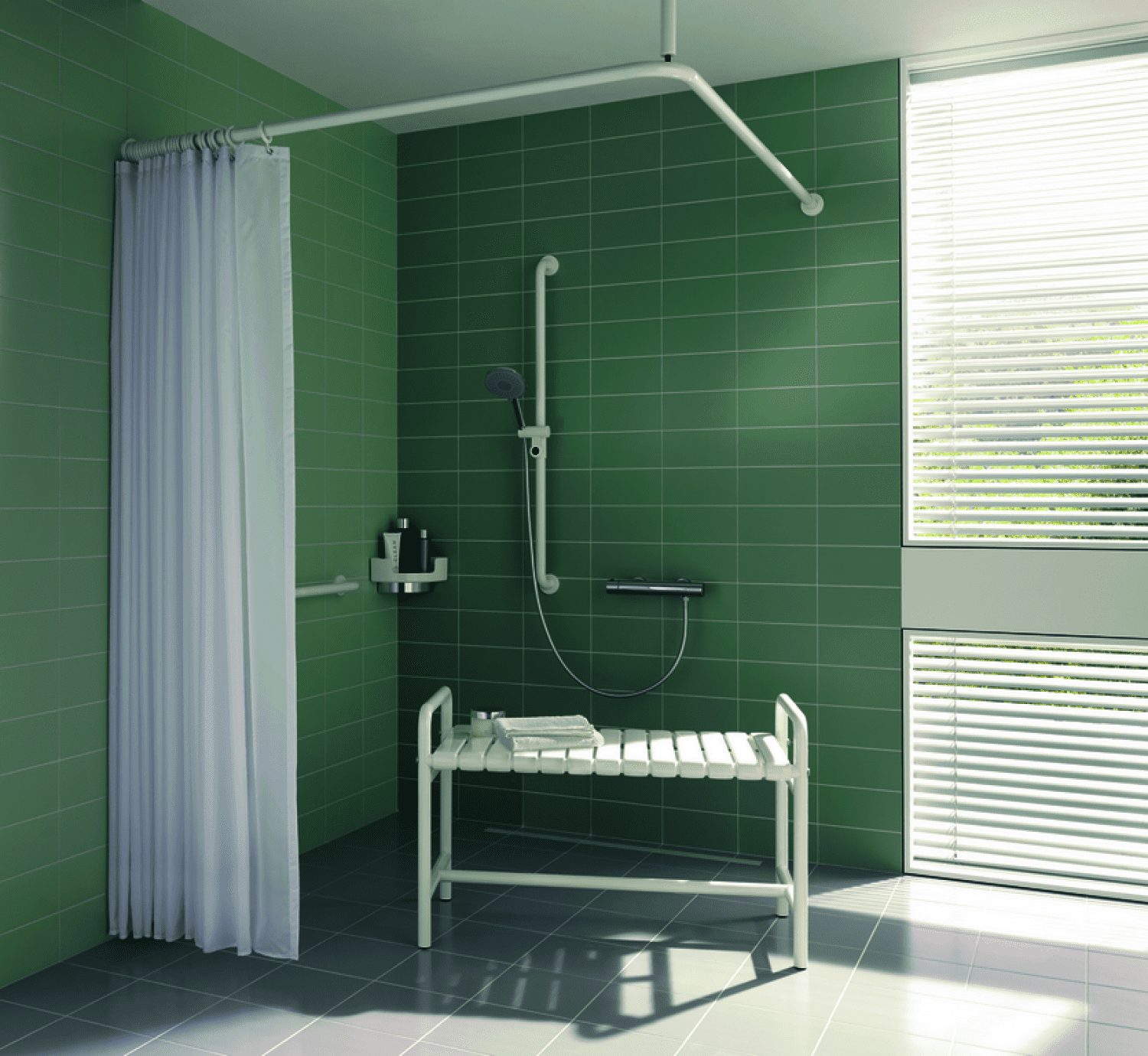 HEWI Eckablage Wandmontage, Halter chrom reinweiß