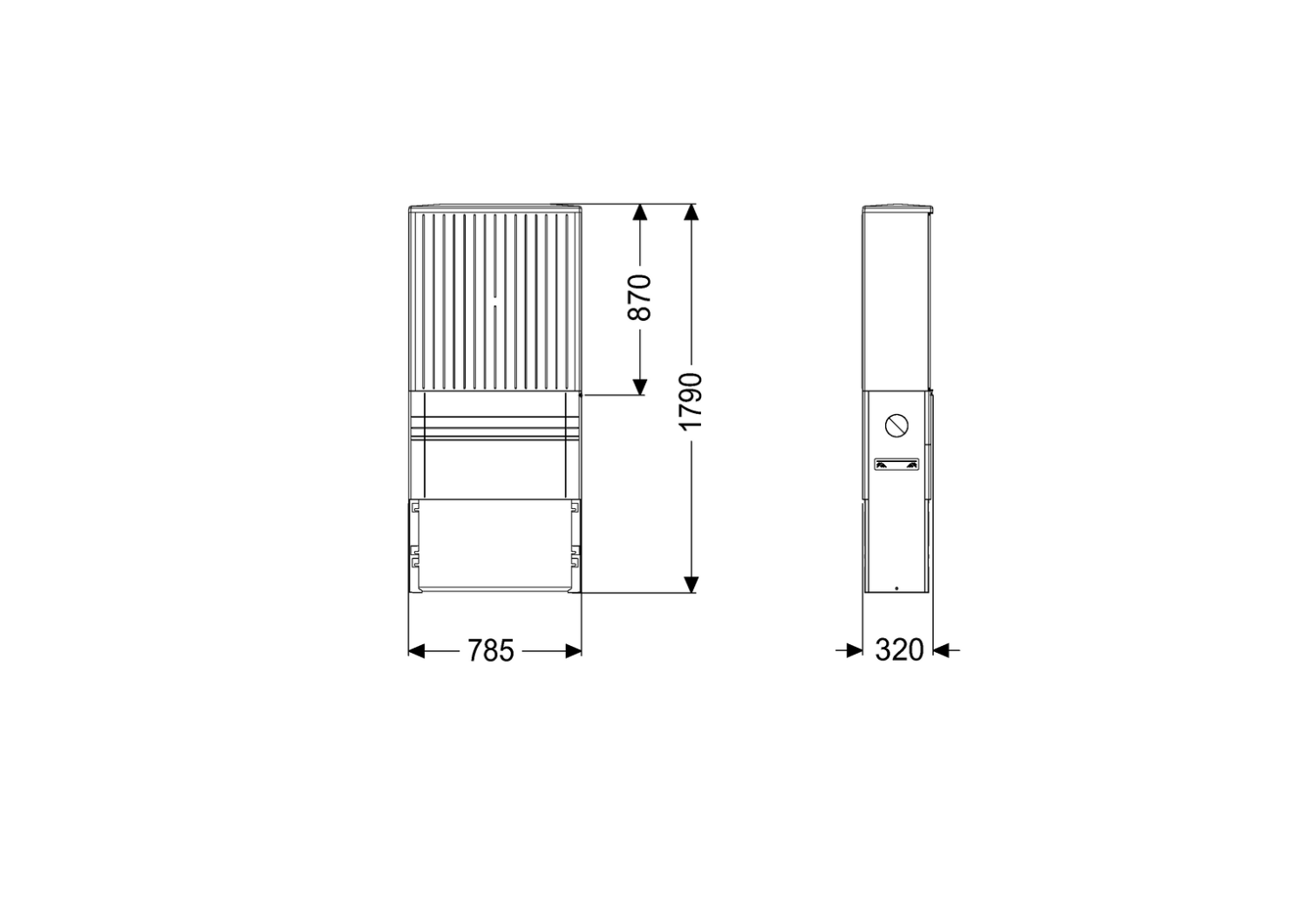 KESSEL-Freiluftsäule B: 785 mm, für Einbau Schaltgeräte