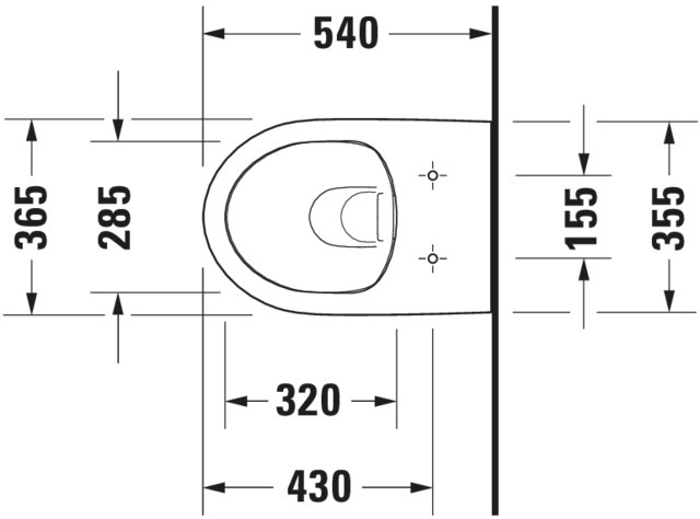 DU Wand-WC Duravit No.1 540 mm Tiefspüler, rimless, weiß, HYG