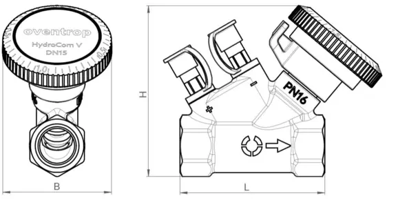 Strangregulierventil HydroCom V PN16 DN20, Rp3/4 IG, HydroPort, EZB Strangregulierventil HydroCom V PN16 DN20, Rp3/4 IG, HydroPort, EZB