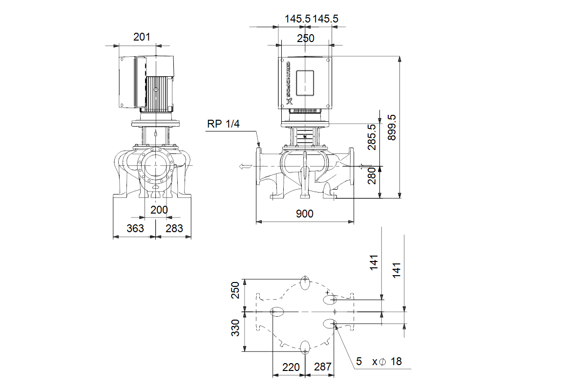 GRUNDFOS Elektr.ger.Trockenläuferpumpe TPE2 200-50 N-A-F-S-BQQE-KWA