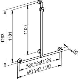 KEUCO Duschhandlauf Plan Care 34914, mit Brausestange, verchromt, 1182/1263 mm