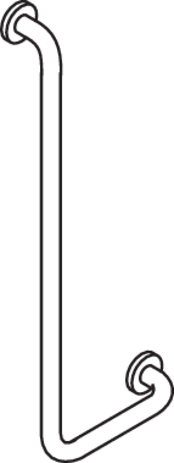 HEWI Winkelgriff Ser 805, Edelstahl, d:33mm, AM:600mm W:300mm re