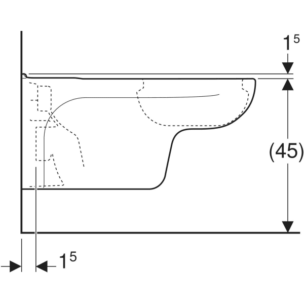 Geberit Vitalis Wand-WC Tiefspüler verlängerte Ausladung, T:70cm, weiß