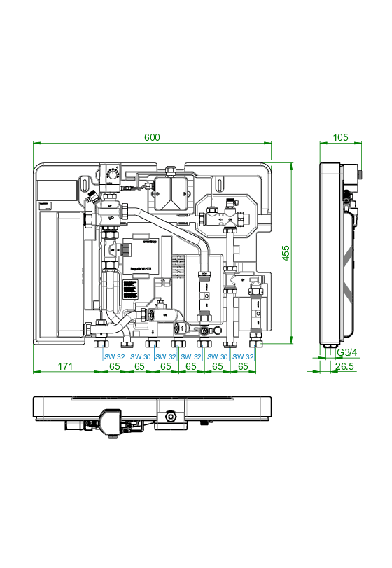 OVENTROP-Wohnungsstation Regudis W-HTE Wärmeübertrager kupfergelötet, 18 l/min