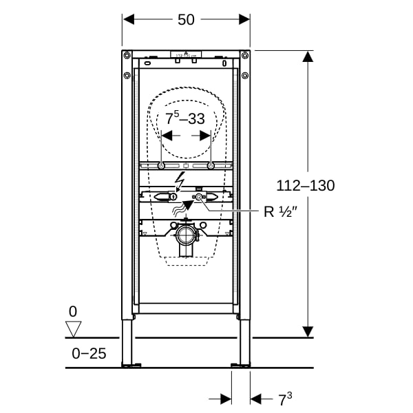 Geberit Duofix Element f. Urinal, 112-130 cm universell, für AD-Druckspüler
