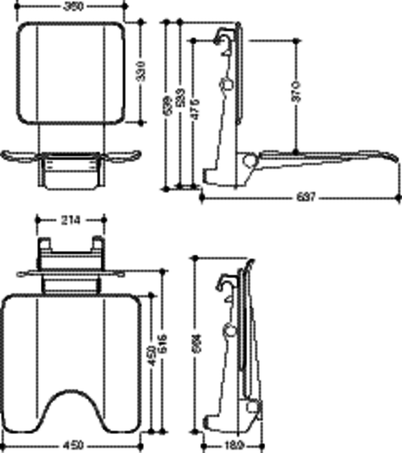 HEWI Einhängesitz mit Schamausschnitt, B:450, H:533, T:637 weiß tiefmatt