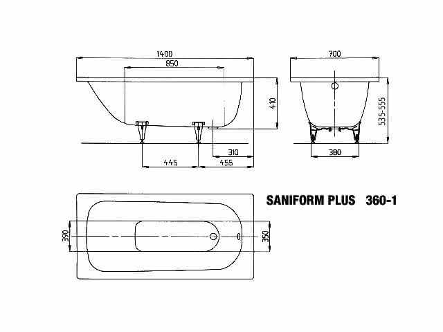 KA BW SANIFORM PLUS Mod.360-1,1400x700mm ,alpinweiß,Antislip