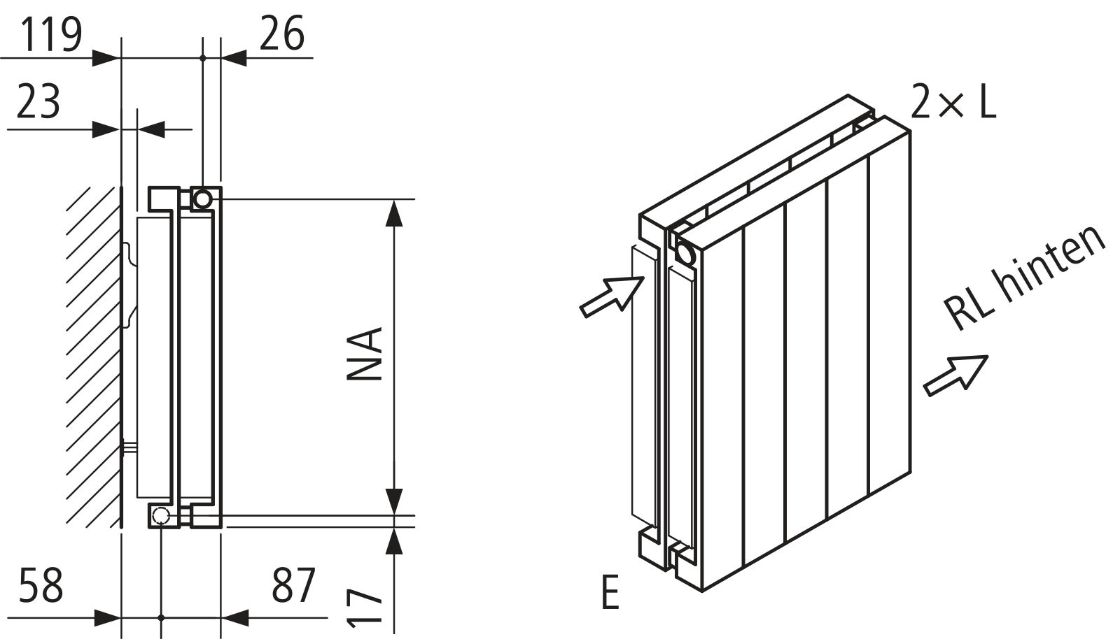 Kermi Heizwand HVN Typ22 BH1800x122x490 QN1898, RAL9016, 6 bar, ANB12