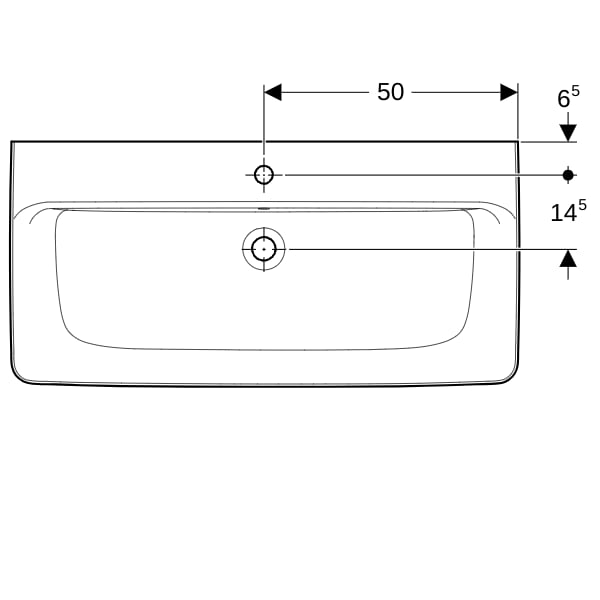Geberit Renova Plan Aufsatz-WT 100x48cm m. Hahnloch, m. Ül., weiß, KeraTect