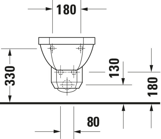 Duravit Wand-Bidet 1930 580 mm mit ÜL, mit HLB, 1 HL, weiß WonderGliss