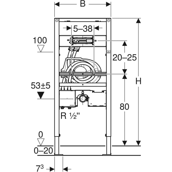 Geberit Duofix Element für Waschtisch 112-130 cm Geberit ONE Wandarmatur