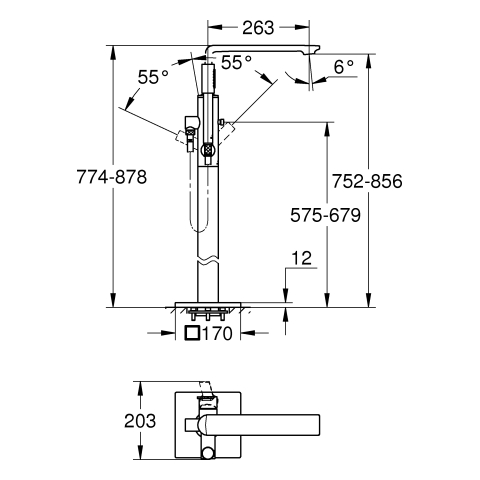 GROHE EH-Wannenbatterie Allure 25222_1 Bodenmontage FMS warm sunset