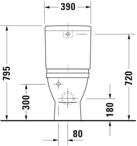 DU Stand-WC Kombi Starck 3 655 mm Tiefspüler, f.SPK, Abg.Vario, weiß WG