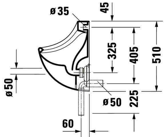 DU Design Classics Urinal Bill, Zul.v.h. absaugend, o.Deckel, o.Fliege, weiß