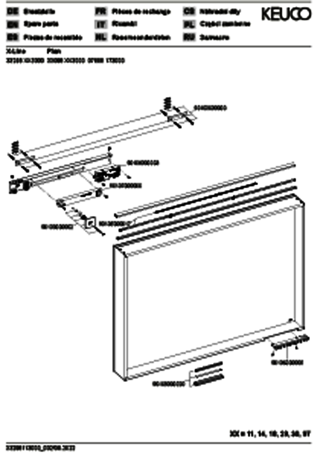 KEUCO Lichtspiegel X-Line 33298, mit Spiegelheizung, weiß, 1000x700x105mm