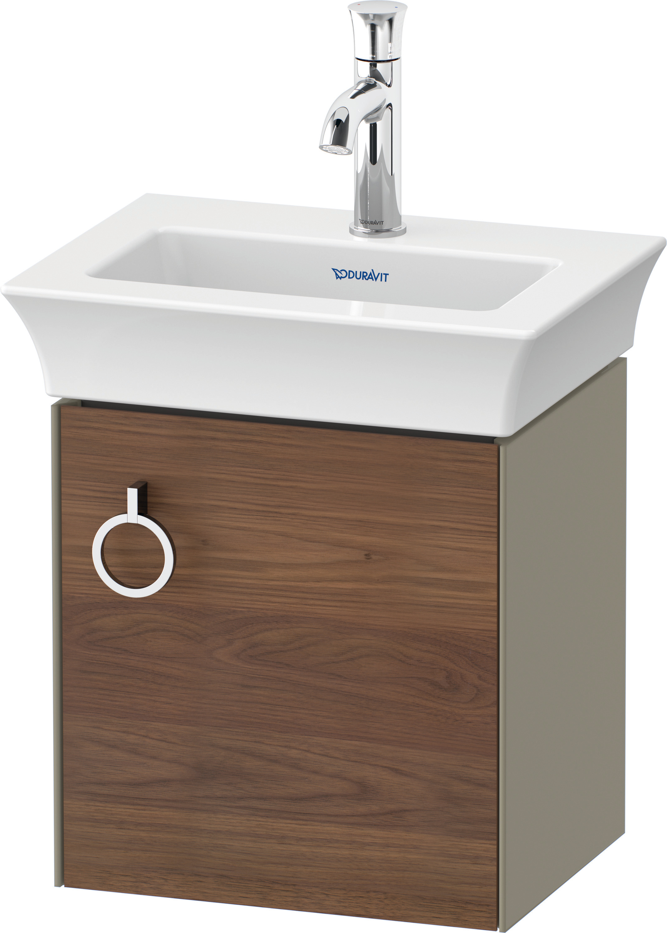 Duravit WTU wandh. White Tulip,1 Tür m.Griff 410x384x298,TA r.,A.Nussb.M./Steing.HGL