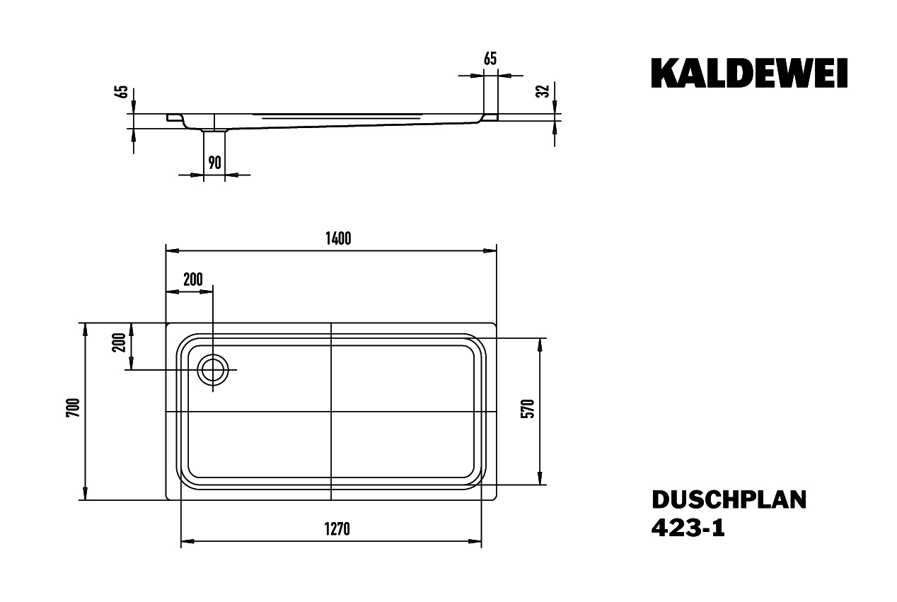 KA DW DUSCHPLAN Mod.423-1,700x1400mm, alpinweiß