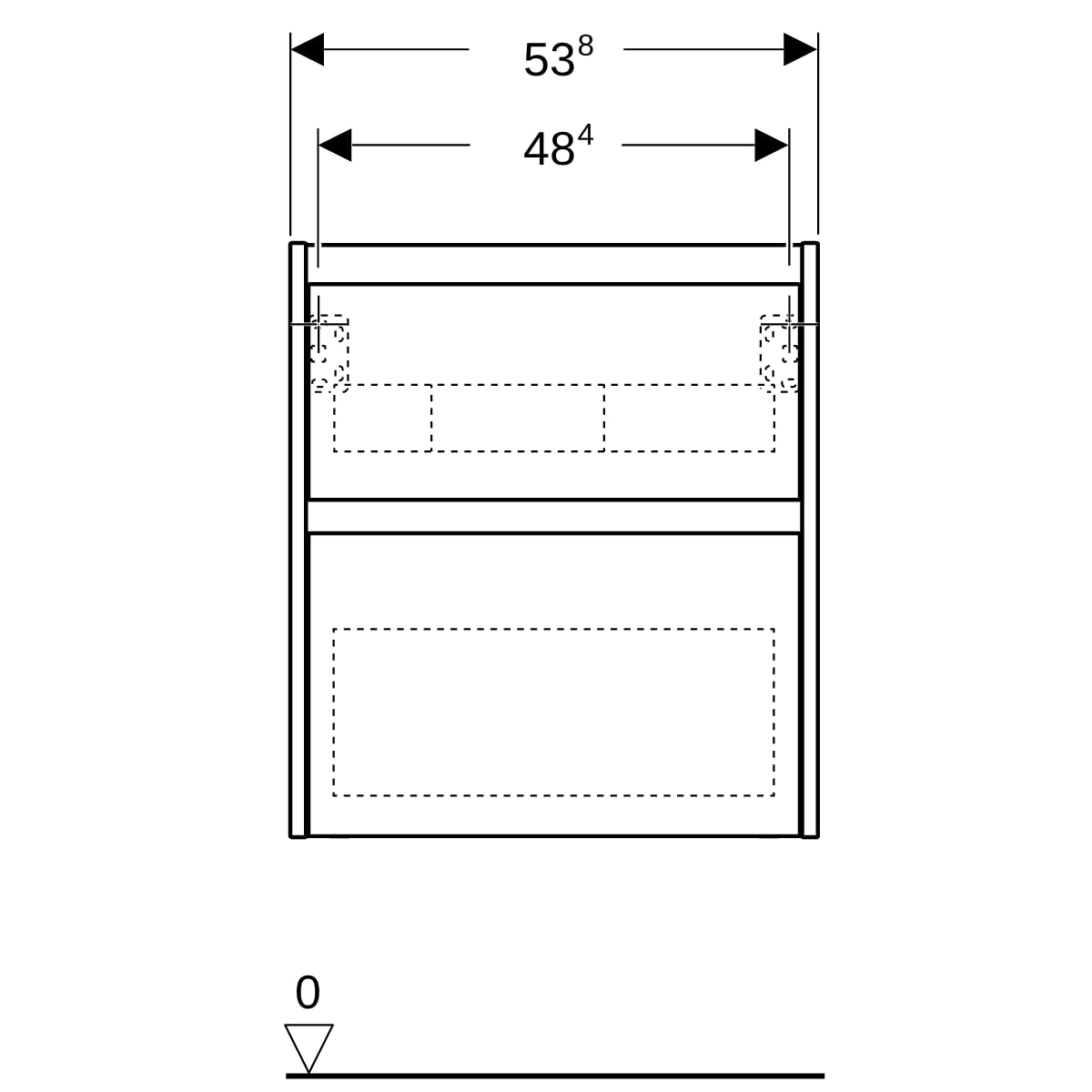 Geberit Unterschrank für MWT, 2 Schubladen B:55cm, Eiche natur